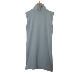 Tees by Tina Sleeveless Mock Neck Top Light Gray Blue Sleeveless One Size